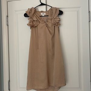 The Loft beige ruffle dress